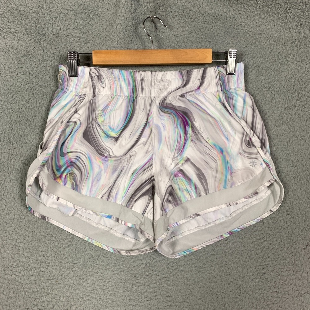 Athleta Mesh Racer Run‎ Shorts Women's Small S Marble Mid Rise 4"